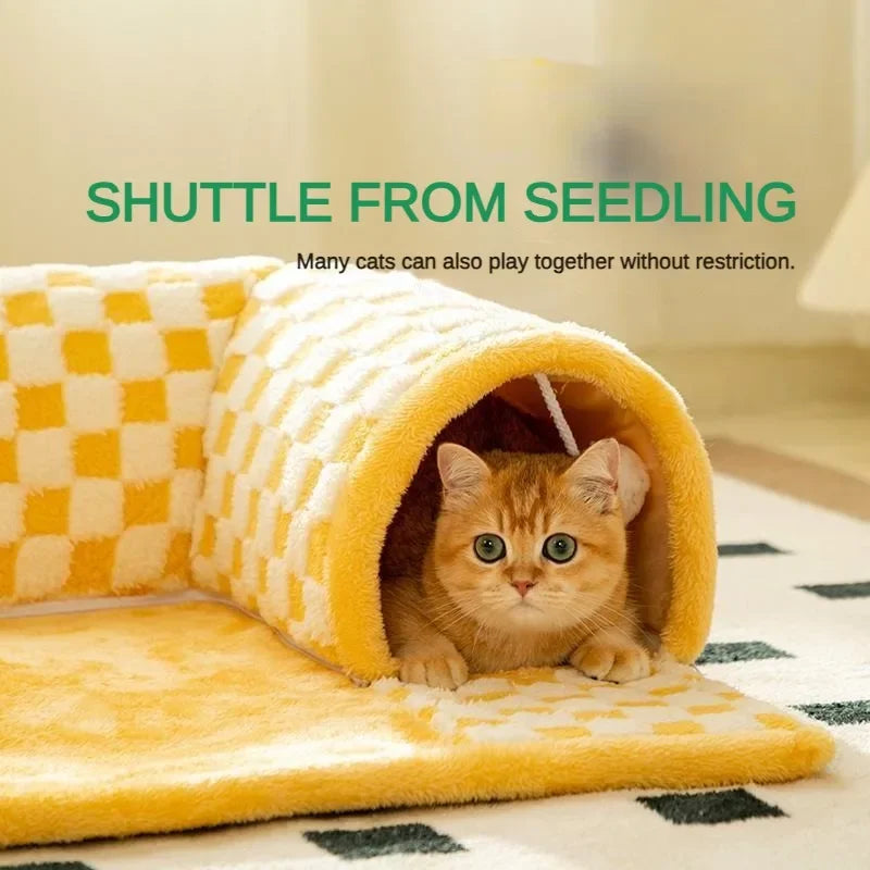Cute Cat Bed Toy Tunnel Arctic Velvet Thickened Skin-friendly Comfortable Cat Bed Deep Sleeping Pet Mat Cat Accessories