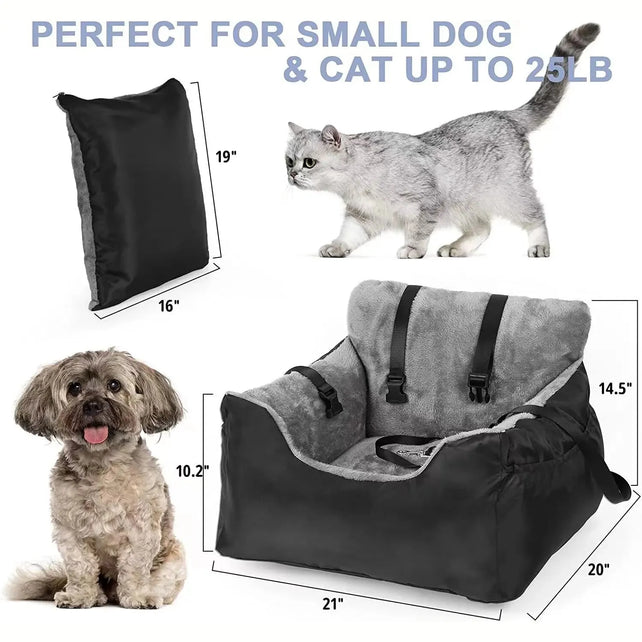 Pet Car Seat for Large Medium Dogs Washable Dog Booster Pet Car Seat Detachable Dog Bed for Car Back Seat Pet Travel Carrier Bed