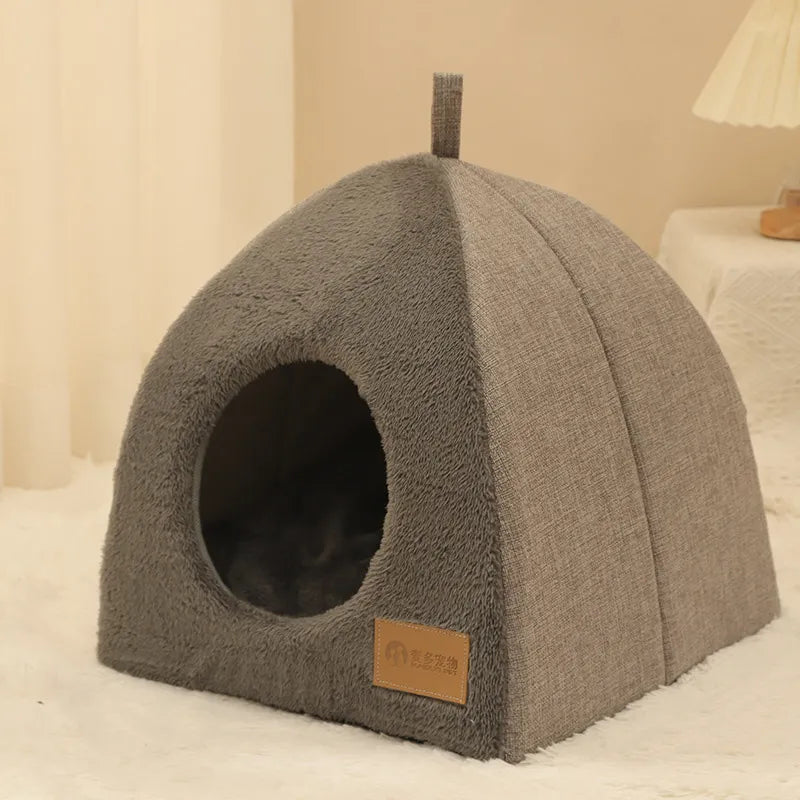 Soft Cat Bed Warm Semi-Enclosed Cat House Kennel for Small Dogs Cats Deep Sleep Pet Basket Cozy Kitten Lounger Cat Accessories