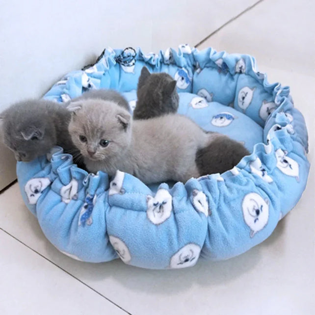 Round Cat Bed Plush House Long Pet Bed For Cats Cushion For Dogs Mat Warm Home Washable Dog Sofa Soft Sleeping Pet Accessories