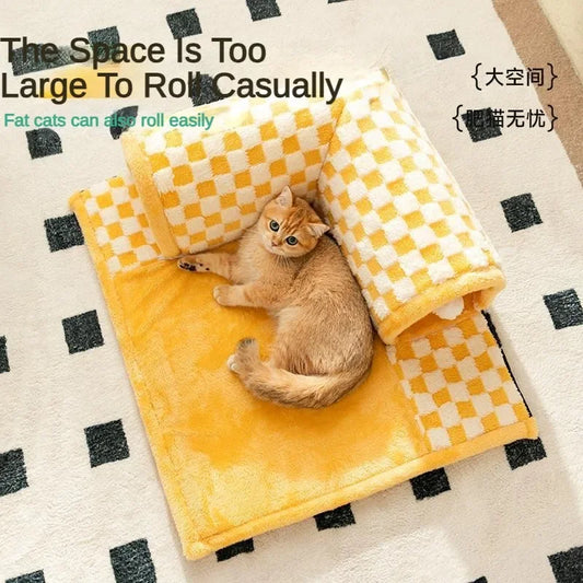 Cute Cat Bed Toy Tunnel Arctic Velvet Thickened Skin-friendly Comfortable Cat Bed Deep Sleeping Pet Mat Cat Accessories