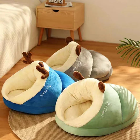 Kimpets Pet House Dog Bed Cat Sleep Bag For Dog Cute Slippers Warm Small Dog Kennel Bed Breathable Shaped Foldable Washable