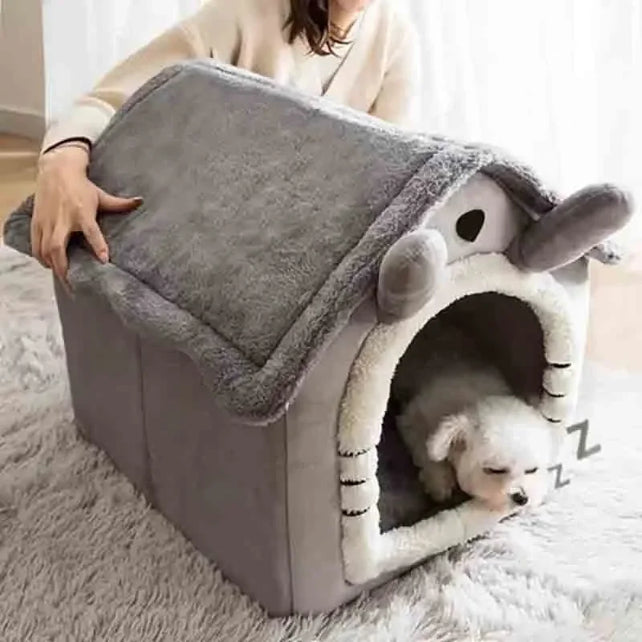 Indoor Warm Dog House Soft Pet Bed Tent House Dog Kennel Cat Bed with Removable Cushion Suitable for Small Medium Large Pets
