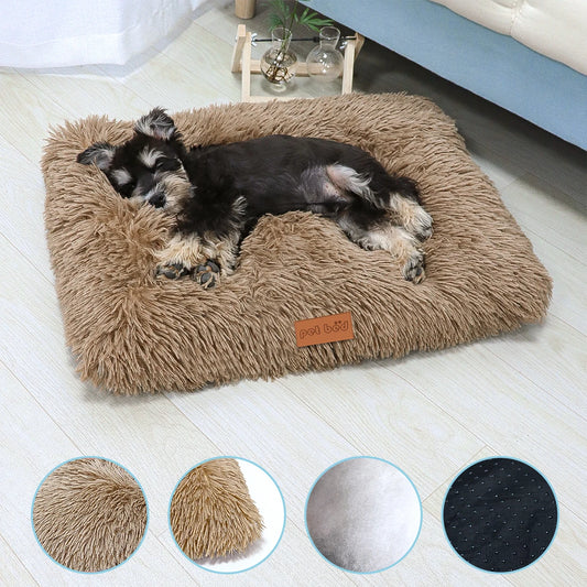 Dog Bed Pet Mat Pet Bed Washable Plush Pet Crate Bed For Dog Anti-Slip Pet Mat Bed For Cat Fluffy Comfy Pet Sleeping Mat