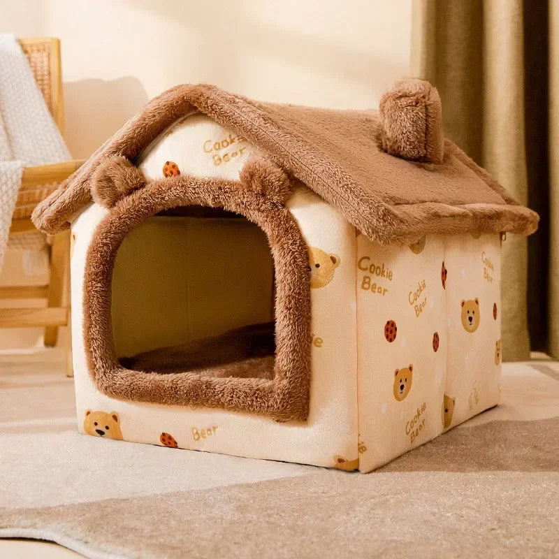 Foldable Dog House Kennel Bed Mat For Small Medium Dogs Cats Winter Warm Cat Bed Nest Pet Products Basket Pets Puppy Cave Sofa