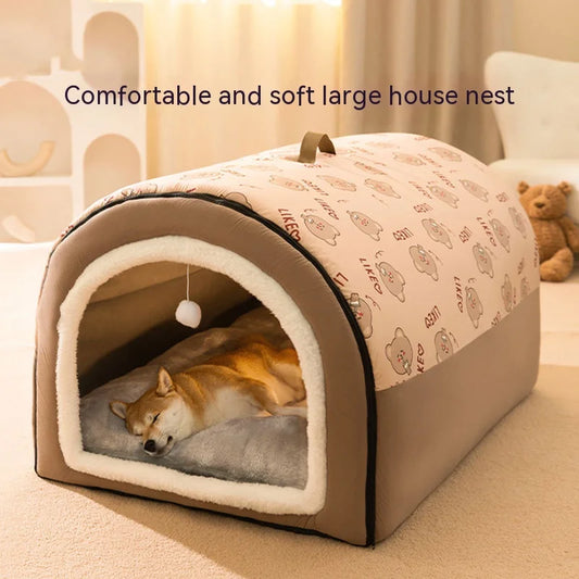 Big Dog Nest Winter Warm Dog House Removable and Washable Dog Bed Seasonal Large Dog House Type Pet Sleeping Supplies, Cat Nest