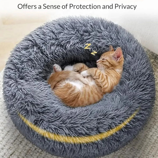40-90cm Round Pet Bed for Large Dog Bed Super Soft Cat Bed Long Plush Dog House for Medium Dog House Winter Warm Sleeping